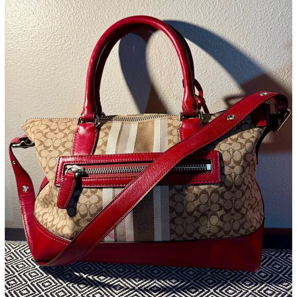 Coach Womens Bag Red Signature C Molly Satchel Shoulder Vintage Handbag Purse - Picture 2 of 12